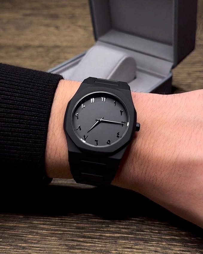 “Midnight Noir™ Arabic Dial Matte Black Watch”