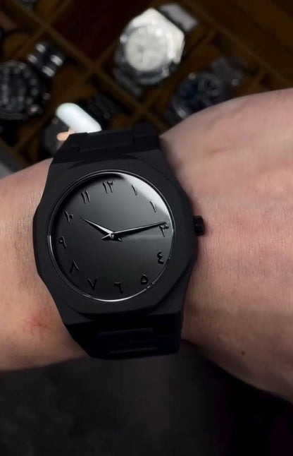 “Midnight Noir™ Arabic Dial Matte Black Watch”